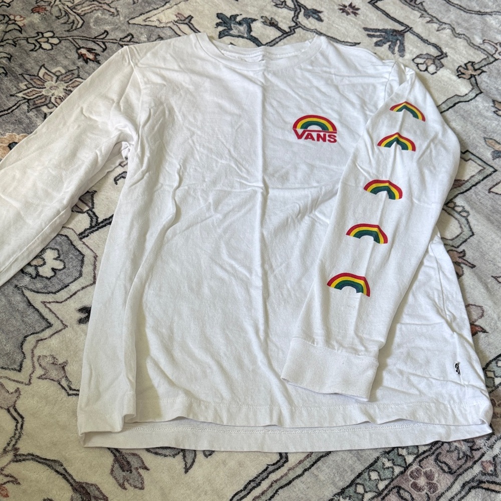 Vans White and Red Long Sleeve Tees